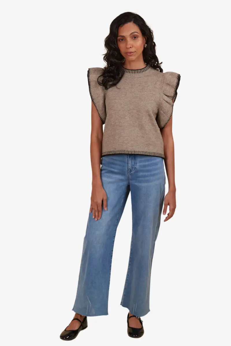 Isle Of Mine - Athena Frill Knit Top - Taupe 1