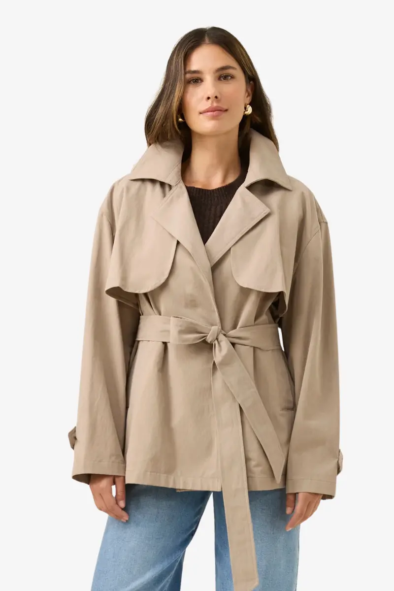 Isle Of Mine -  Farida Cropped Trench - Stone 1