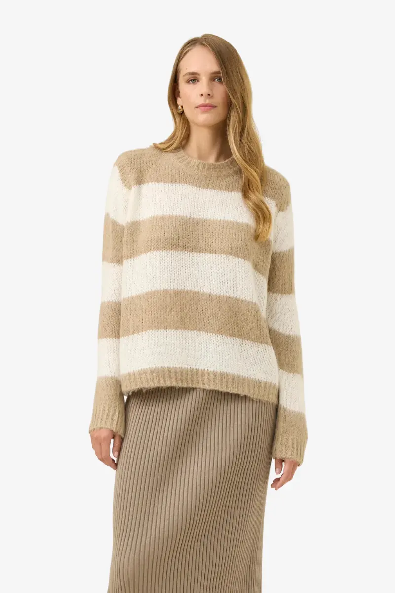 Isle Of Mine - Pallas Striped Jumper - Stone 1