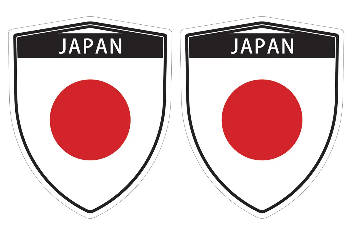 Japan Flag Shield Shape Decal Car Bumper Window Sticker Set Of 2,  Sh030 1
