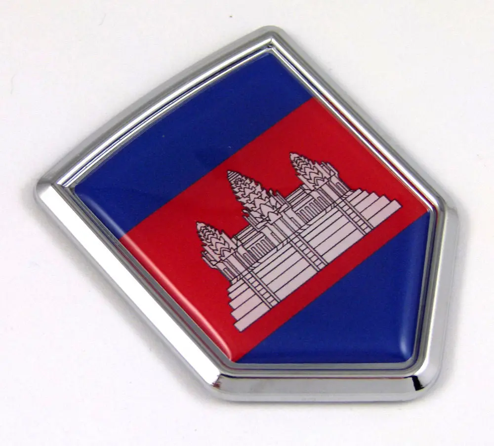Cambodia Flag Car Chrome Emblem Decal 3D Bumper Sticker Bike Crest 1