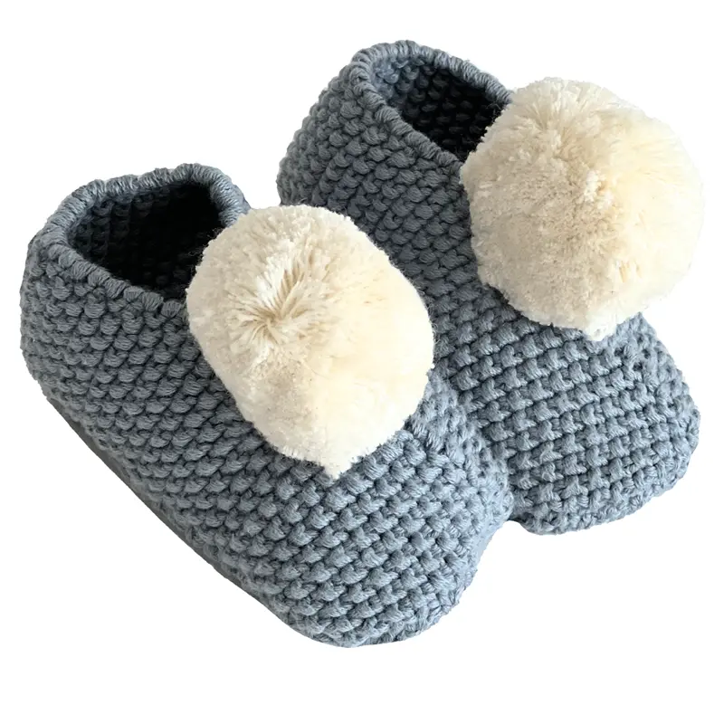 Alimrose - Baby Pompom Slippers - Blue 1