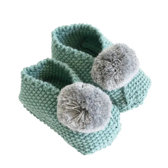Alimrose - Baby Pompom Slippers - Sage 1