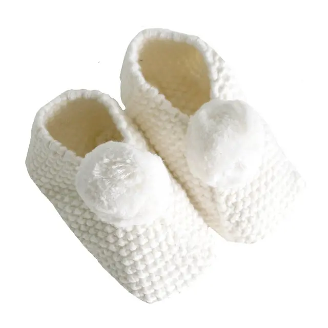 Alimrose - Baby Pompom Slippers - White 1