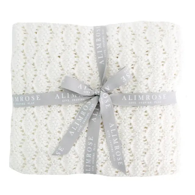 Alimrose - Organic Heritage Knit Baby Blanket -Ivory 1