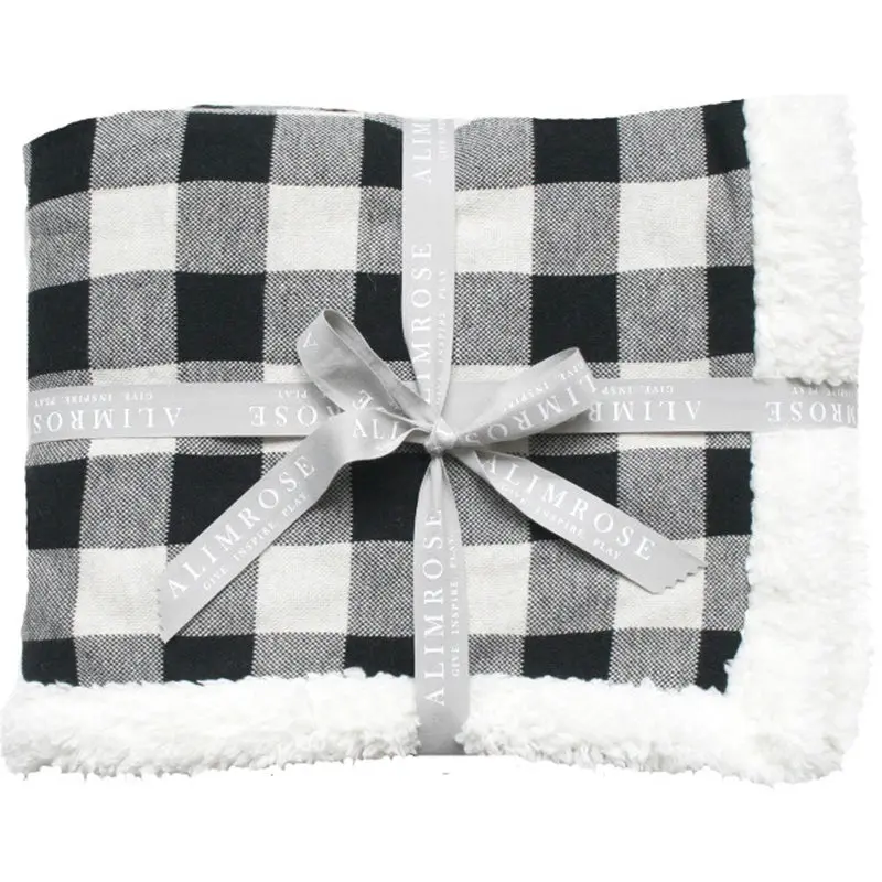 Alimrose - Sherpa Baby Blanket - Black Check 1
