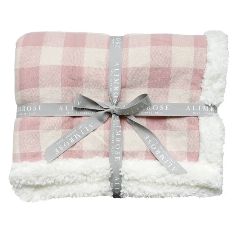 Alimrose - Sherpa Baby Blanket - Rose Check 1