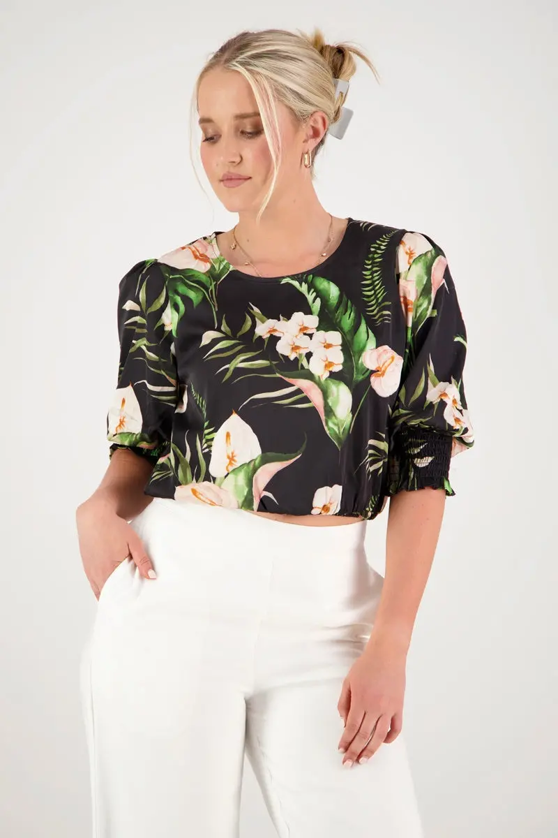 Among The Brave - Purity Top - Black Floral 1