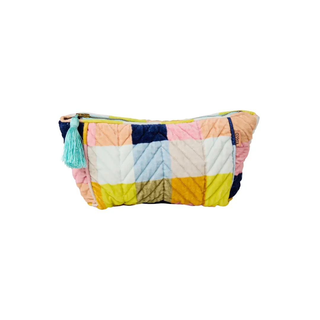 Kip & Co -  Velvet Toiletry Bag - Florida Tartan 1