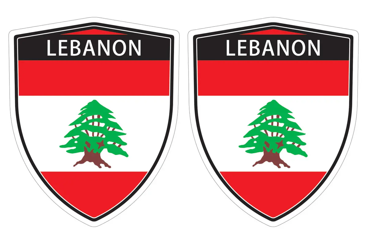 Lebanon Lebanese Flag Shield Shape Decal Car Bumper Window Sticker Set Of 2,  Sh032 1