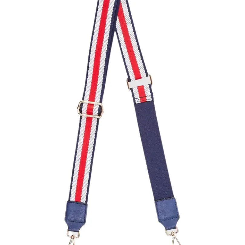 Louenhide - Gilly Guitar Strap - Navy Raspberry Stripe 1