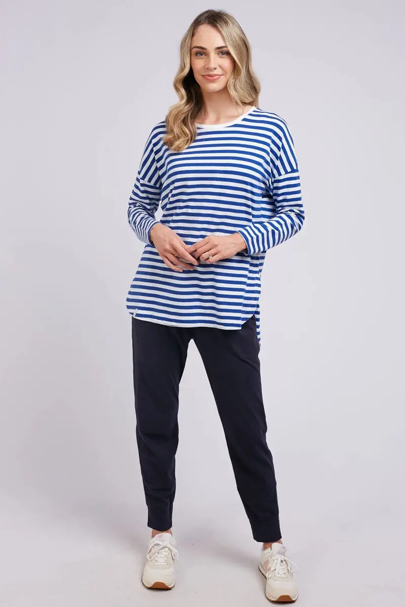 Elm - Lauren Long Sleeve Tee - Cobalt & White Stripe 1