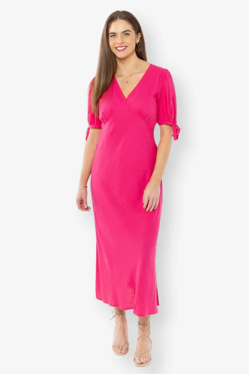 Leila + Luca - Smart Dress - Hot Pink Linen 1