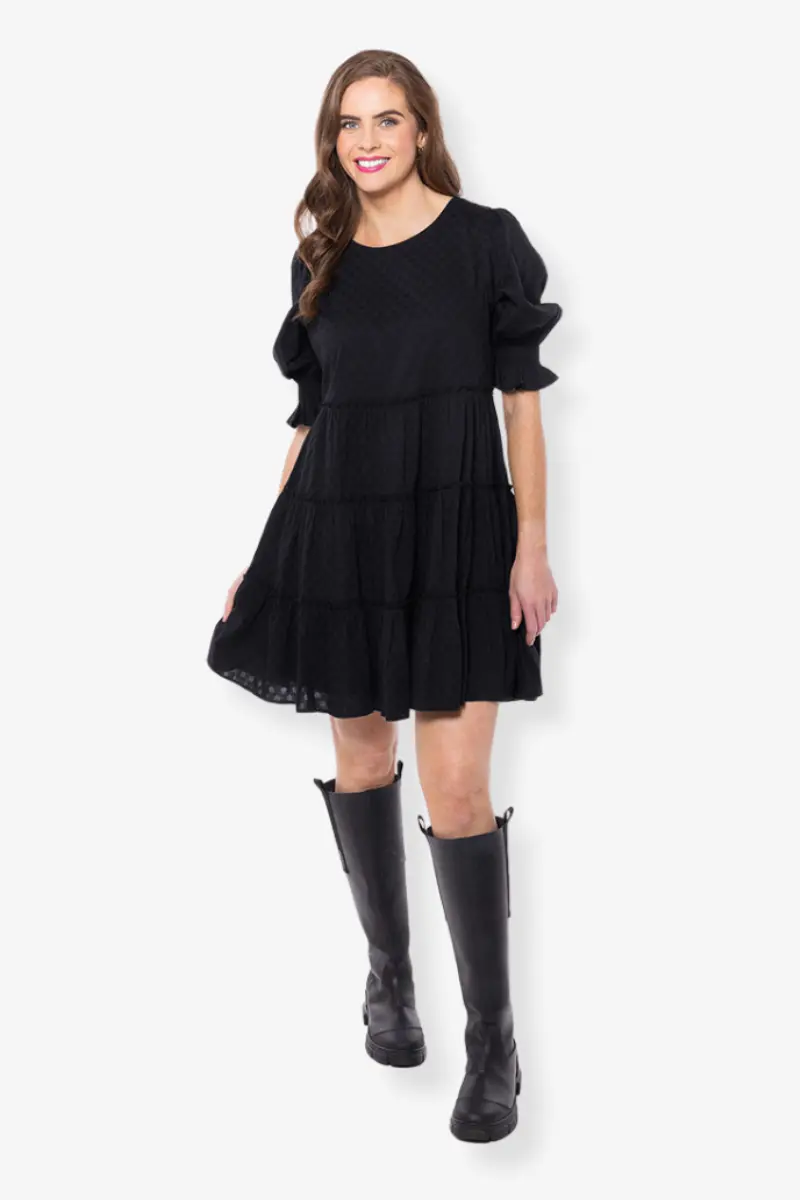 Liela + Luca - Claire Tiered Mini Dress - Black 1