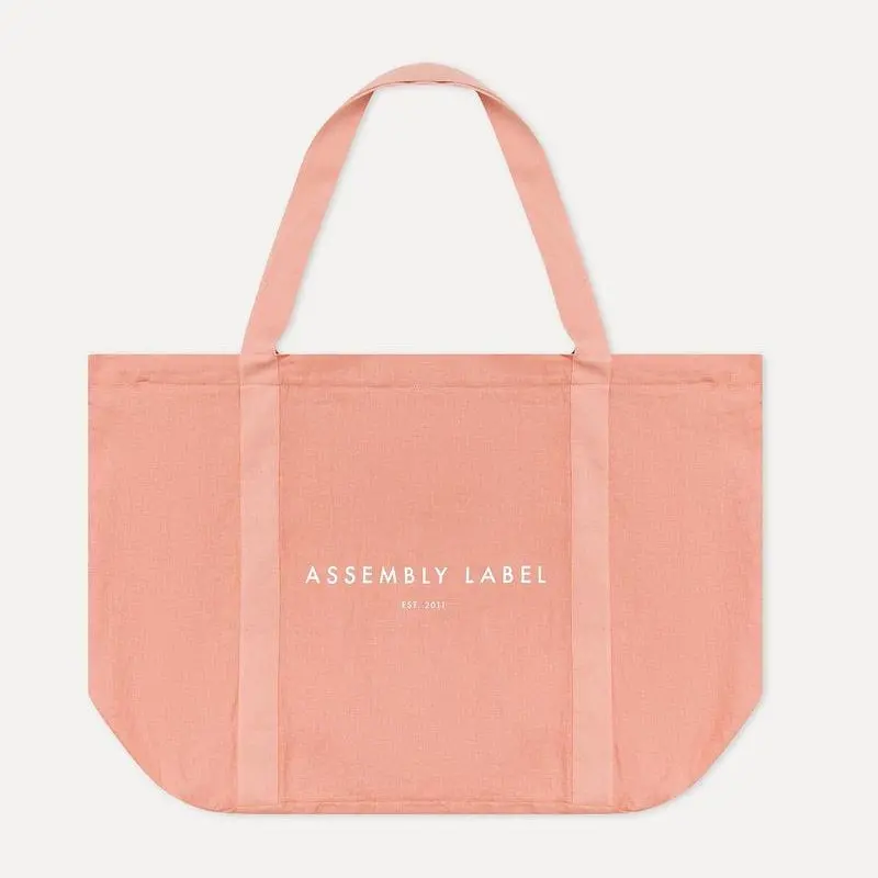 Assembly Label - Linen Tote Bag - Washed Red 1