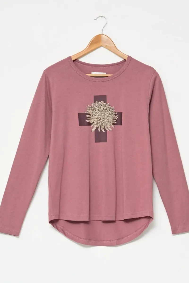 Stella + Gemma - White Crimson Floral - Long Sleeve Tee 1
