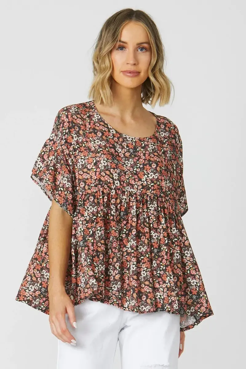 Sass - Meredith Top - Choc Ditsy 1