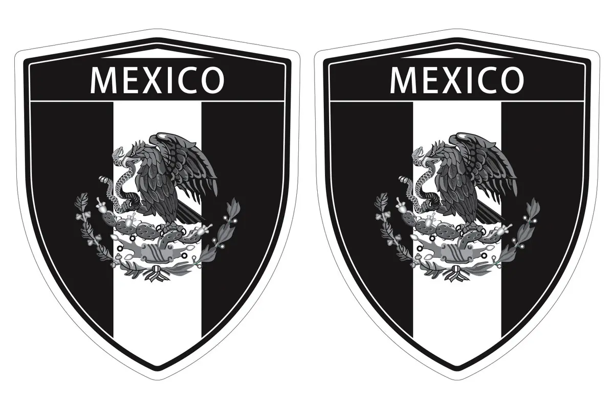 Mexico Black Flag Shield Shape Decal Car Bumper Window Sticker Set Of 2,  Sh035 1
