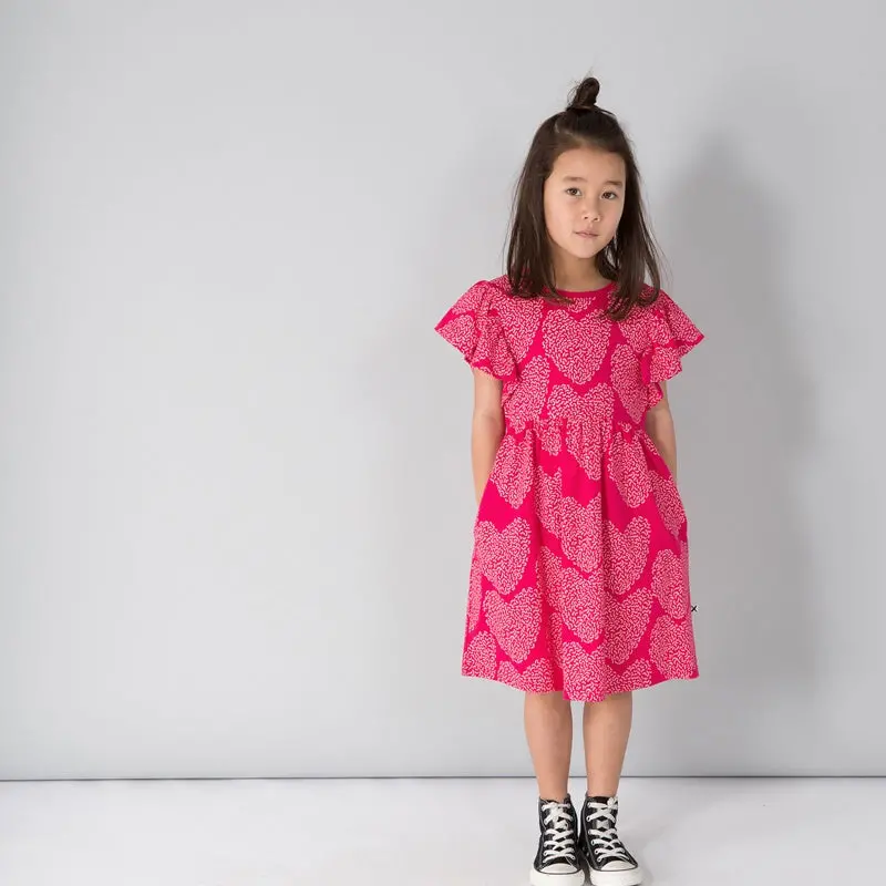 Minti - I Heart Hearts Dress - Raspberry 2