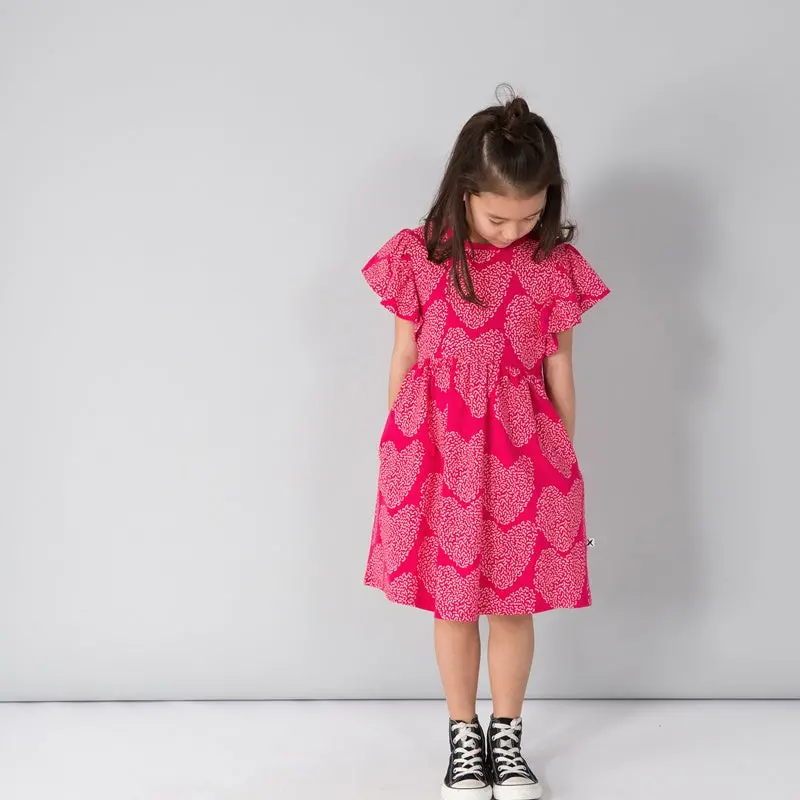 Minti - I Heart Hearts Dress - Raspberry 3