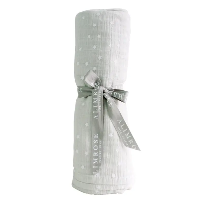 Alimrose - Muslin Cotton Swaddle Starry Night - Dove Grey 1