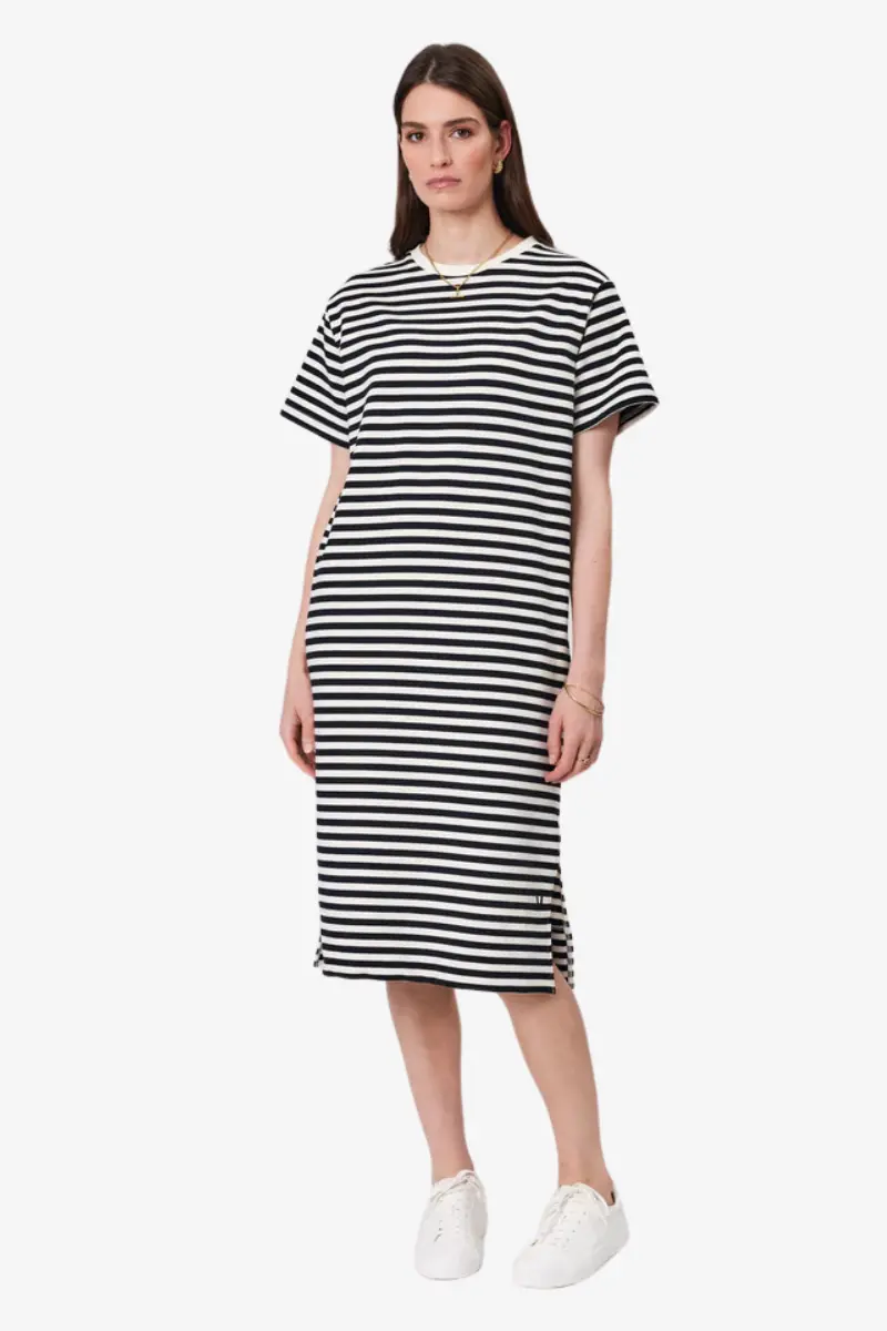Marlow - Weekday Midi Dress - Ivory/Black Stripe 1