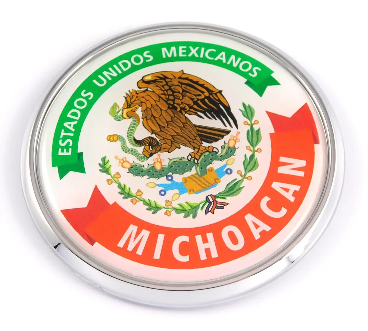 Michoacan Mexico Mexican State Car Chrome Round Emblem Decal 3D Badge 2.75" 1