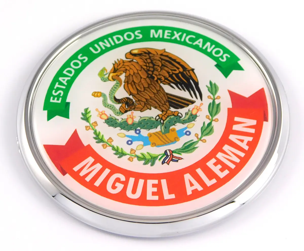 Miguel Aleman Mexico Mexican State Car Chrome Round Emblem Decal 3D Badge 2.75" 1