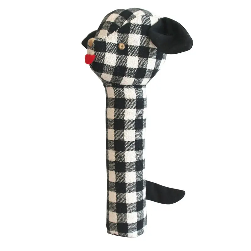 Alimrose - Puppy Squeaker - Black Check Linen 1