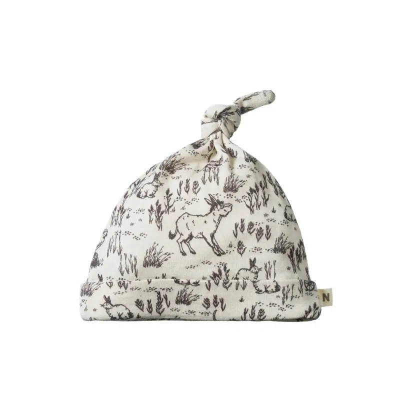 Nature Baby - Merino Knotted Beanie - Barnyard Print 1