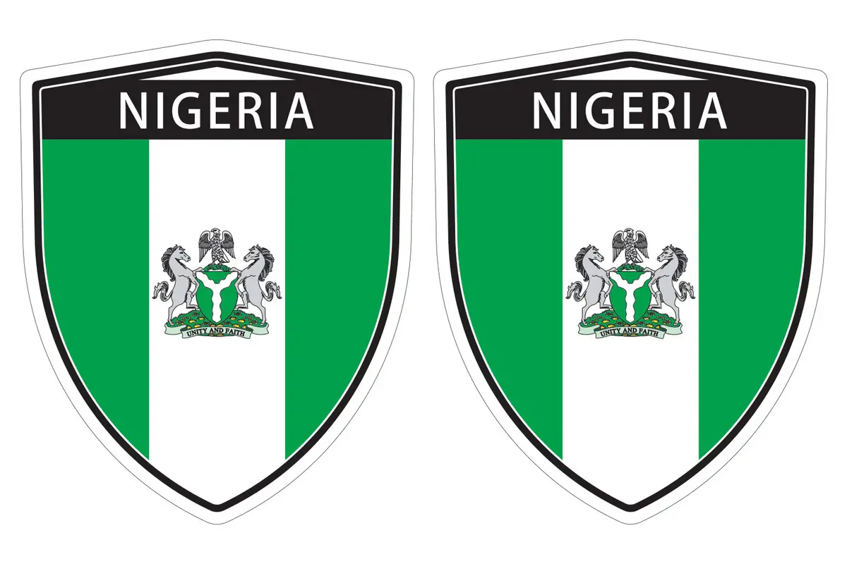 Nigeria Flag Shield Shape Decal Car Bumper Window Sticker Set Of 2,  Sh036 1