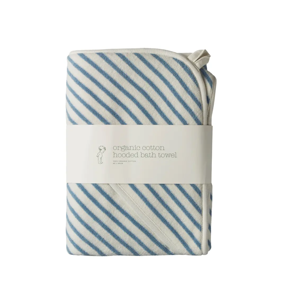 Nature Baby - Hooded Towel - Powder Blue Stripe 1