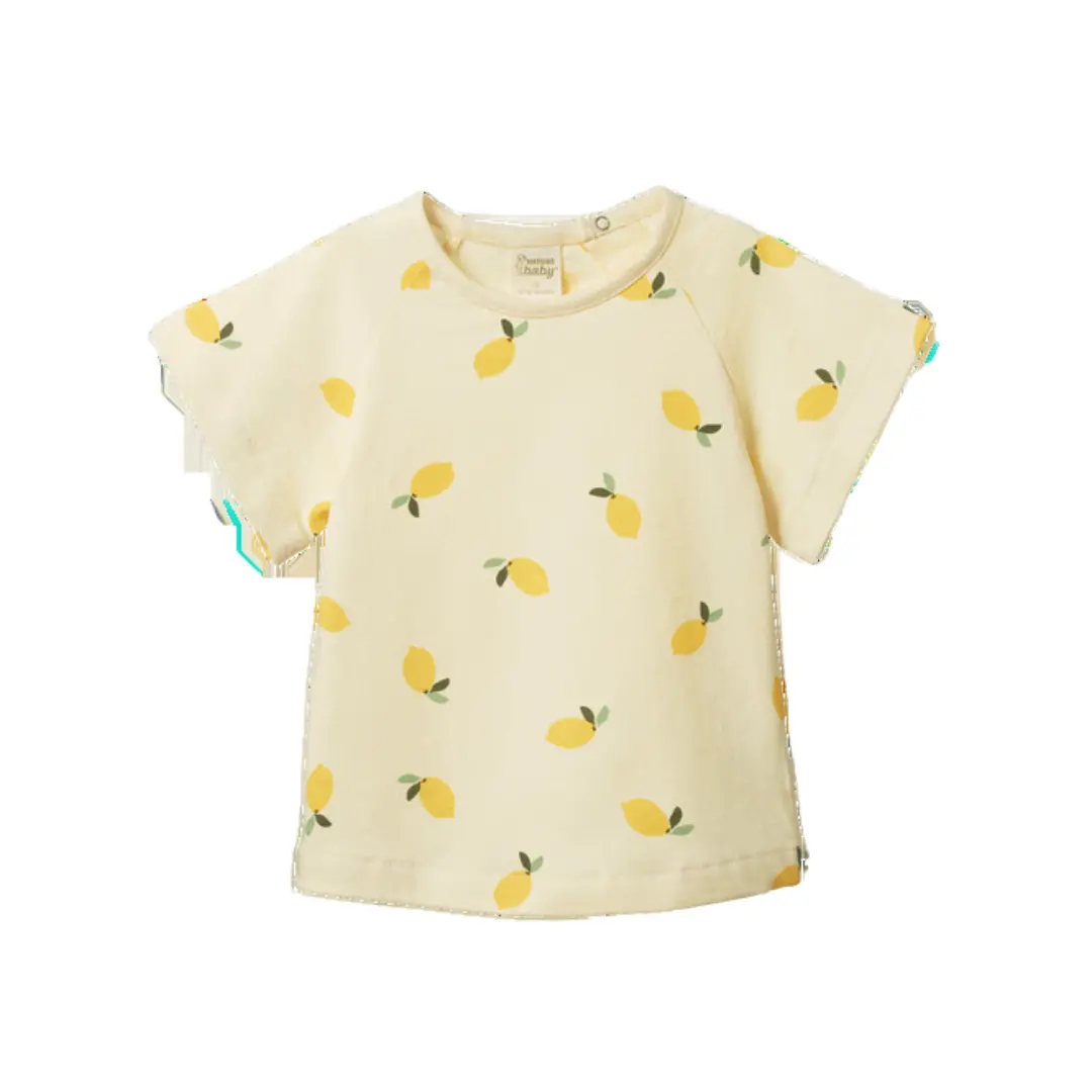 Nature Baby - Juniper Tee - Lemon Cream Print 1