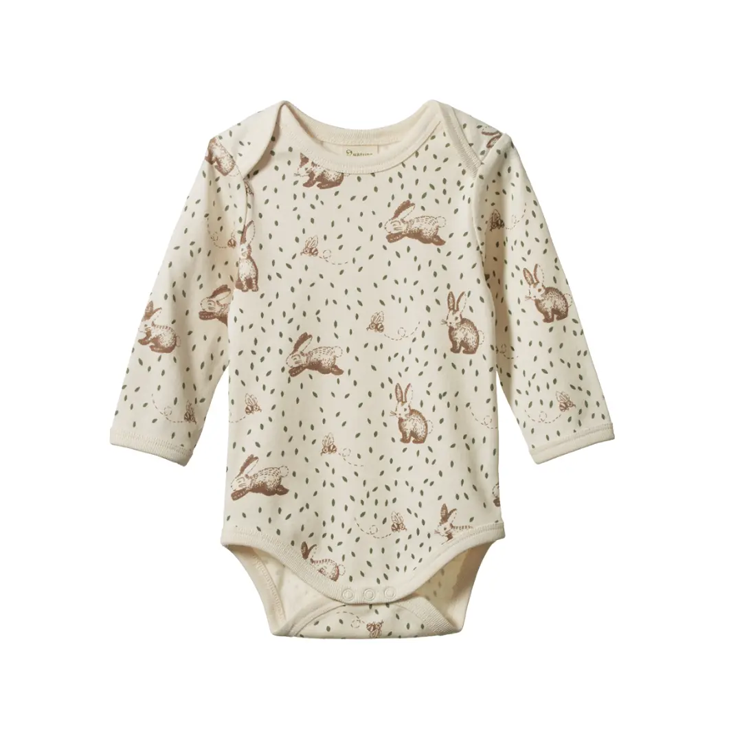 Nature Baby - Long Sleeve Body Suit - Rabbitty Print 1