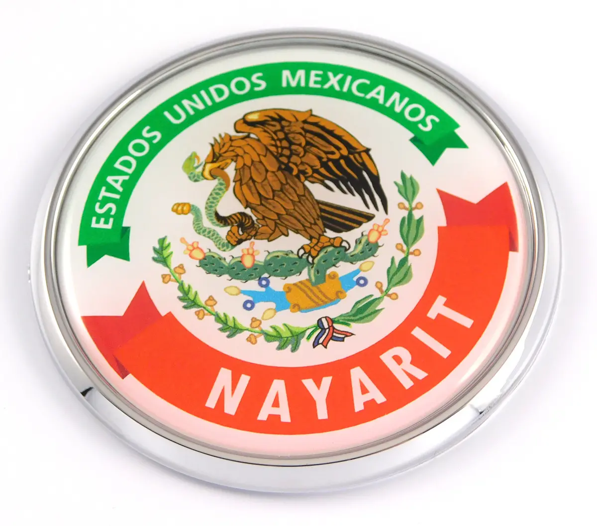 Nayarit Mexico Mexican State Car Chrome Round Emblem Decal 3D Badge 2.75" 1