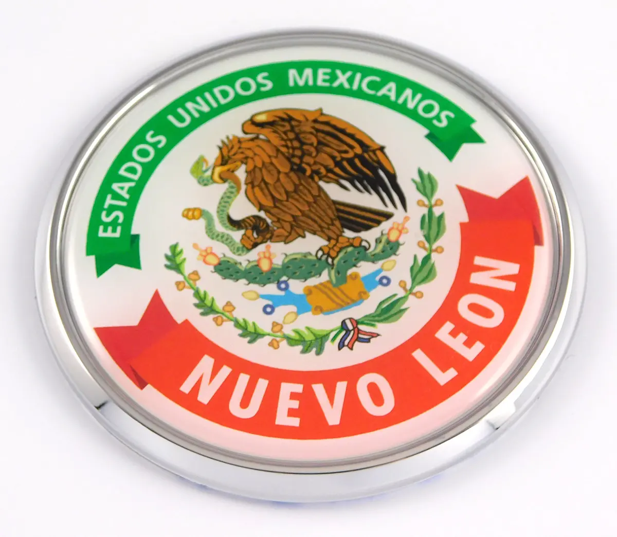 Nuevo Leon Mexico Mexican State Car Chrome Round Emblem Decal 3D Badge 2.75" 1