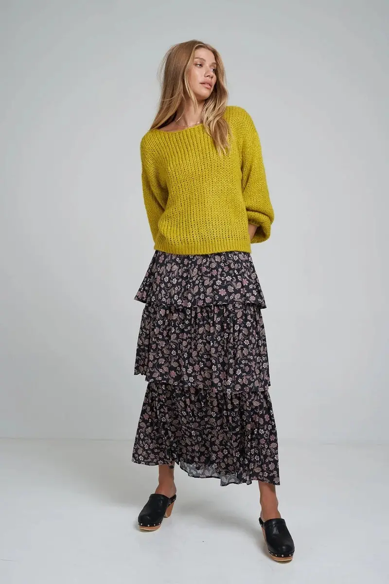Lilya - Nyree Skirt - Folk Print Black 1