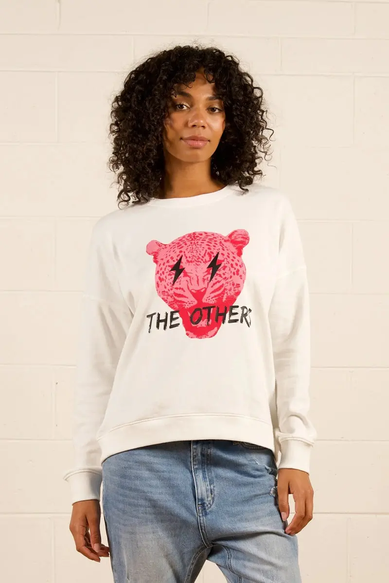 The Others - Amara Slouch Sweat - Vintage White Others Leopard 1