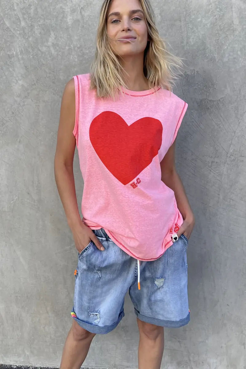 Hammill & Co - Summer Cut Off Tee - Pink/Red 1