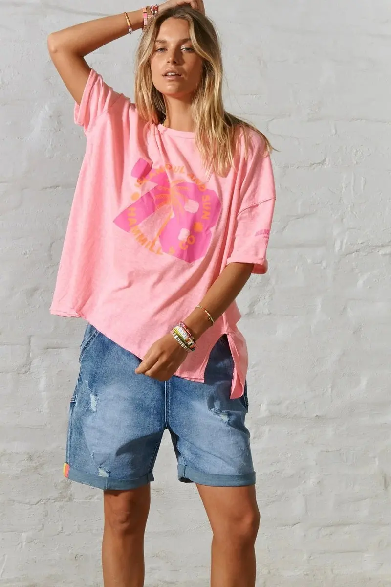 Hammill & Co - Graphic Tee - Island Soul Pink Tee 1