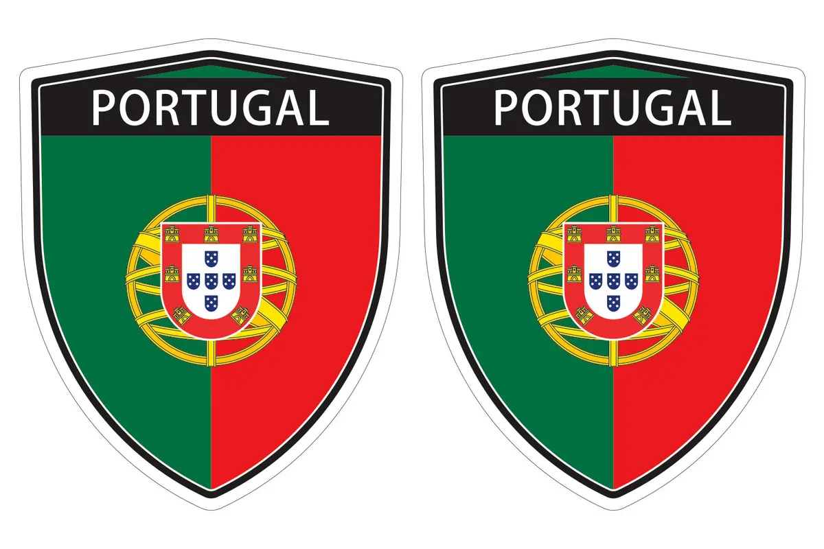 Portugal Flag Shield Shape Decal Car Bumper Window Sticker Set Of 2,  Sh041 1