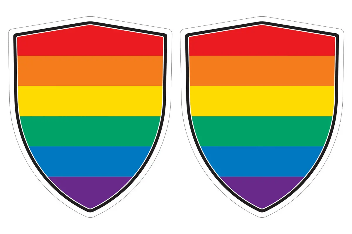 Pride Lgbt Gay Lesbian Flag Shield Shape Decal Car Bumper Window Sticker Set Of 2,  Sh065 1