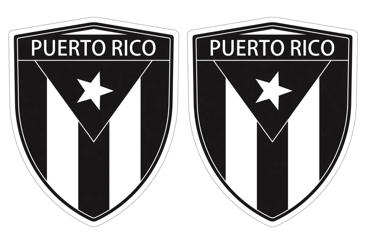 Puerto Rico Black Flag Shield Shape Decal Car Bumper Window Sticker Set Of 2,  Sh043 1