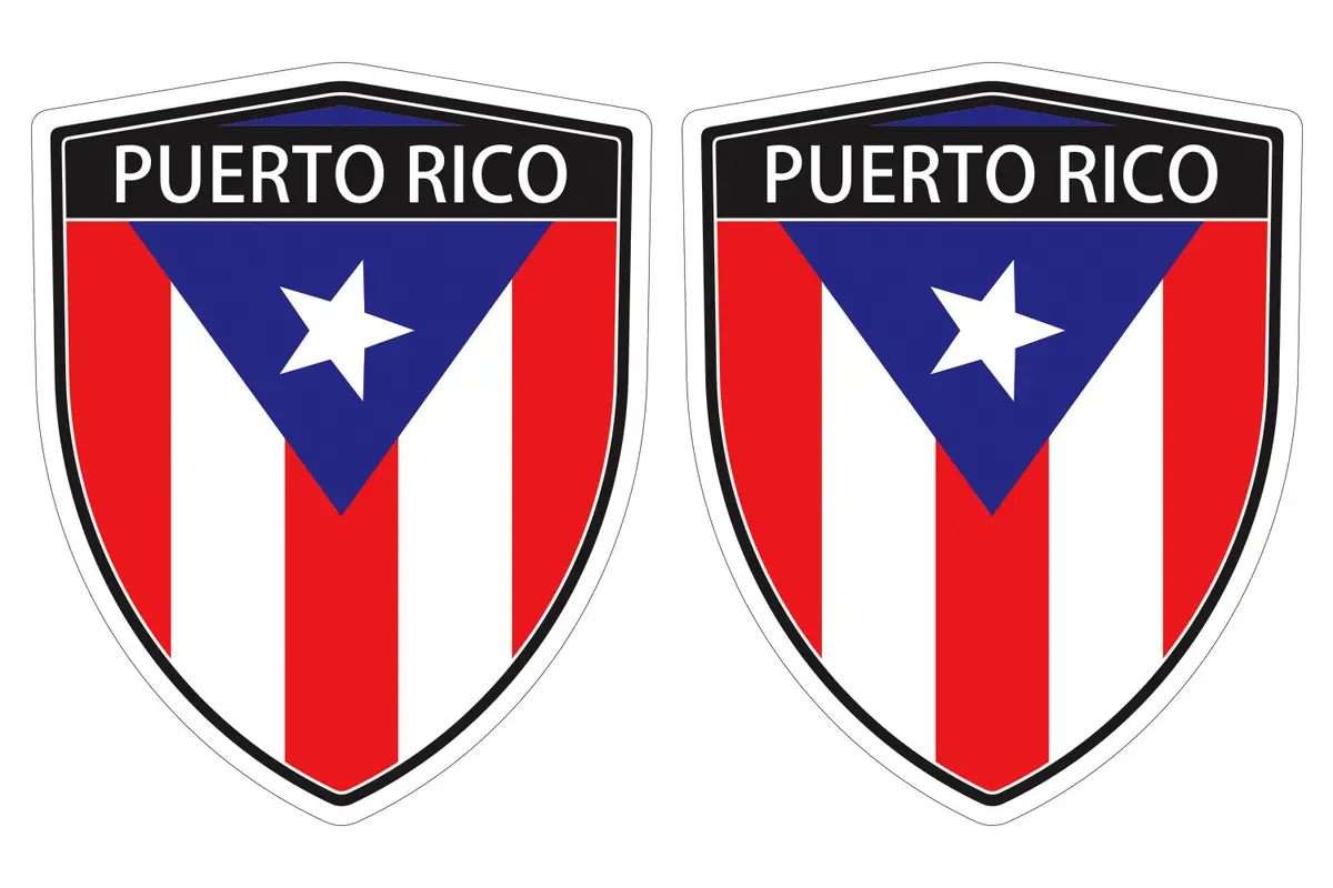 Copy Of Puerto Rico Flag Shield Shape Decal Car Bumper Window Sticker Set Of 2,  Sh042 1
