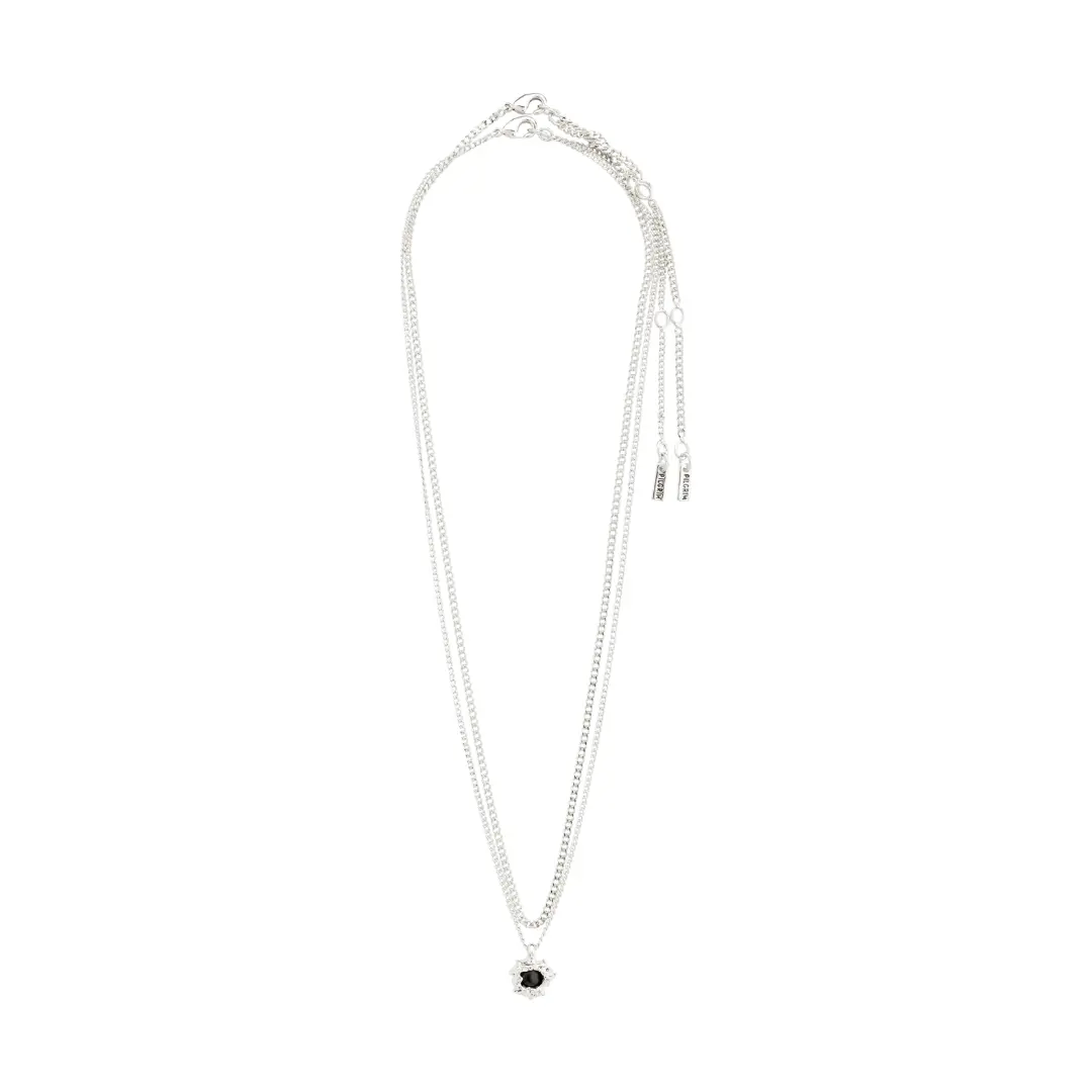 Pilgrim - Act Necklace 2-In-1 - Silver / Black 1