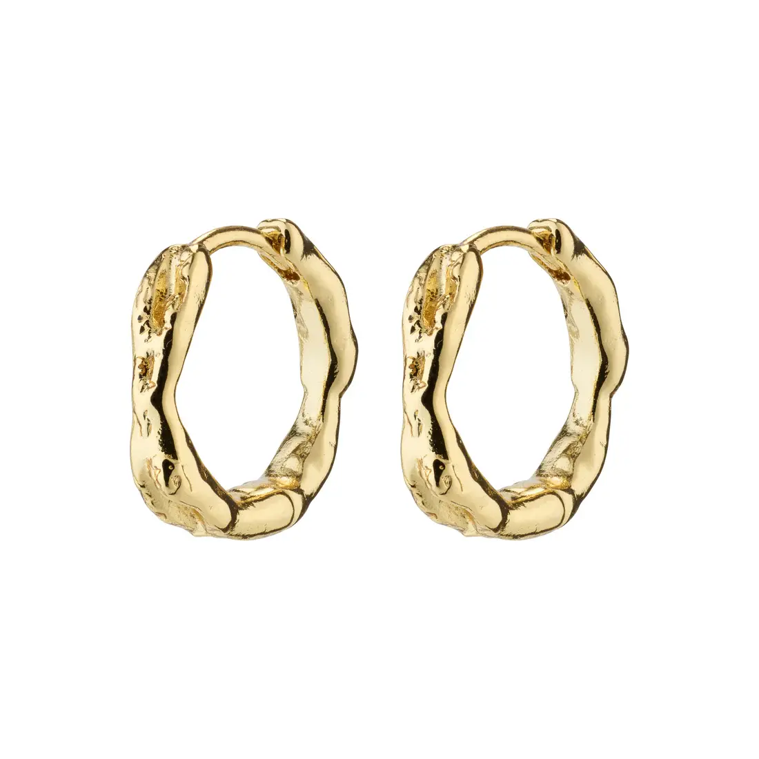 Pilgrim - Eddy Recycled Organic Shaped Small Hoops - Gold 1