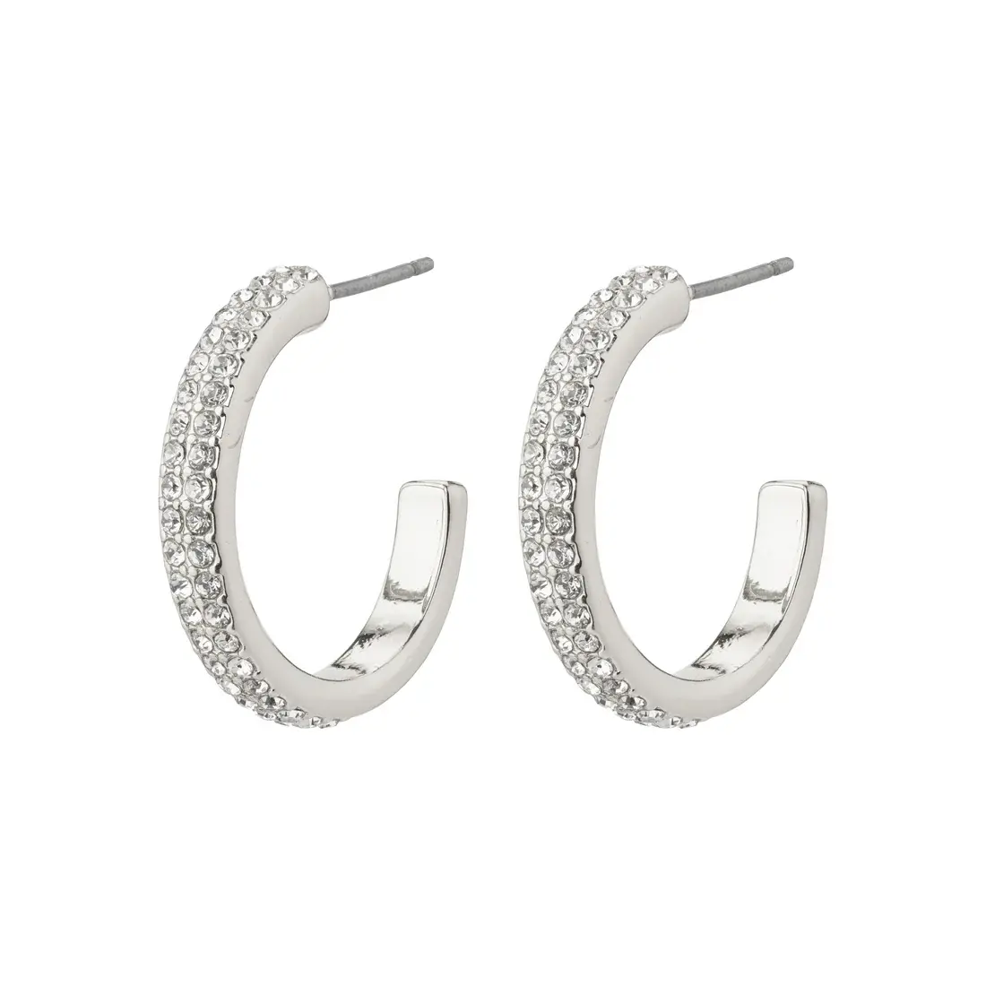 Pilgrim - Heat Recycled Crystal Hoop Earrings - Silver 1