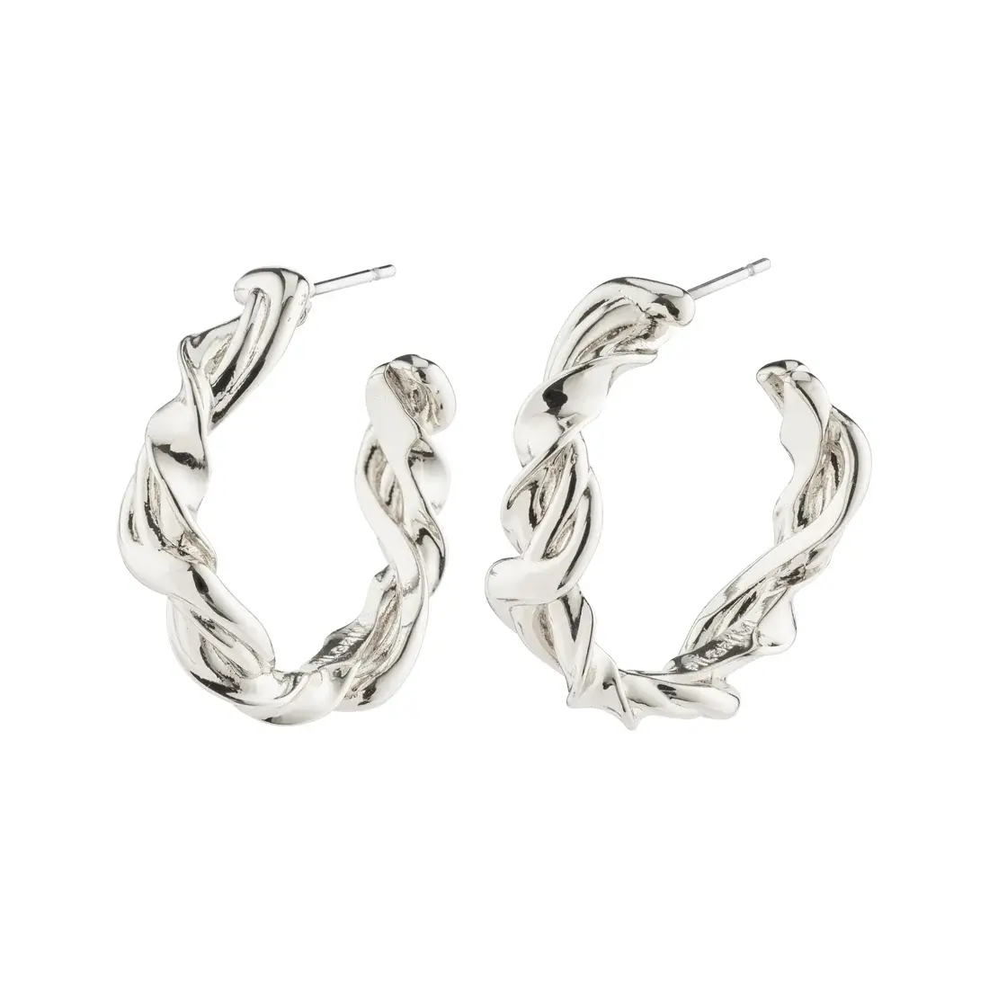 Pilgrim - Sun Recycled Twisted Hoops - Silver 1
