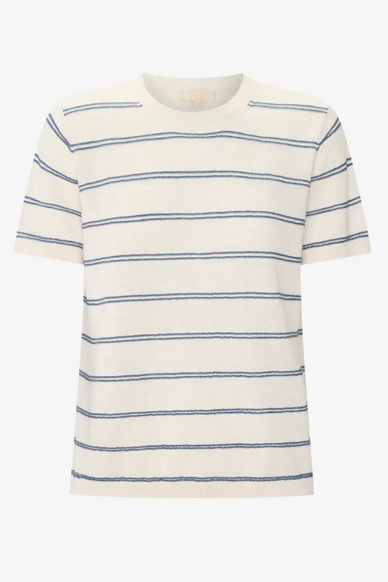 Pol - Sable Tee Stripe - Pebble/Blue 1