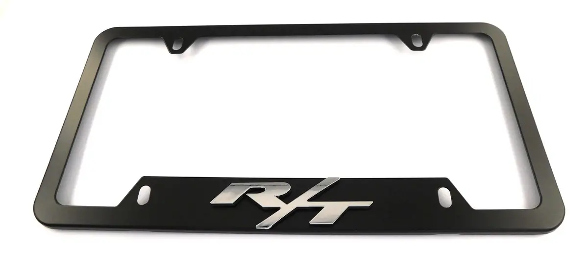 Rt Metal Black Aluminium Car License Plate Frame Holder 4 Hole Bottom Cutout 1
